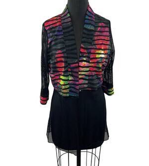 Sommer Mann Bright Neon Colorful Stripe Sheer Mesh Long Jacket Germany Bold 38 M
